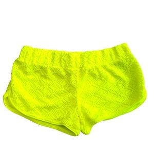 (FREE SHIPPING☆) nwot neon green yellow crochet style exersise shorts 80s 90s